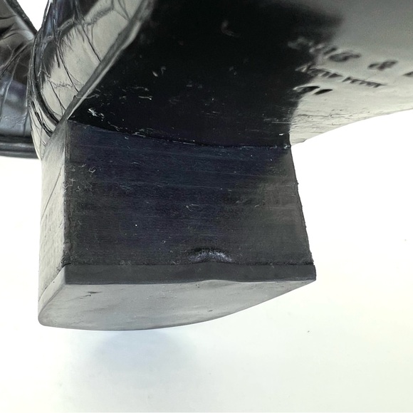 RAG & BONE Walker II Black Croc Embossed Leather Heel Bootie Ankle Boots Sz 41 - Picture 14 of 15